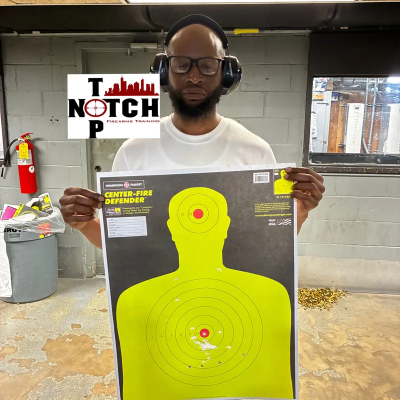 Instructor holding training target